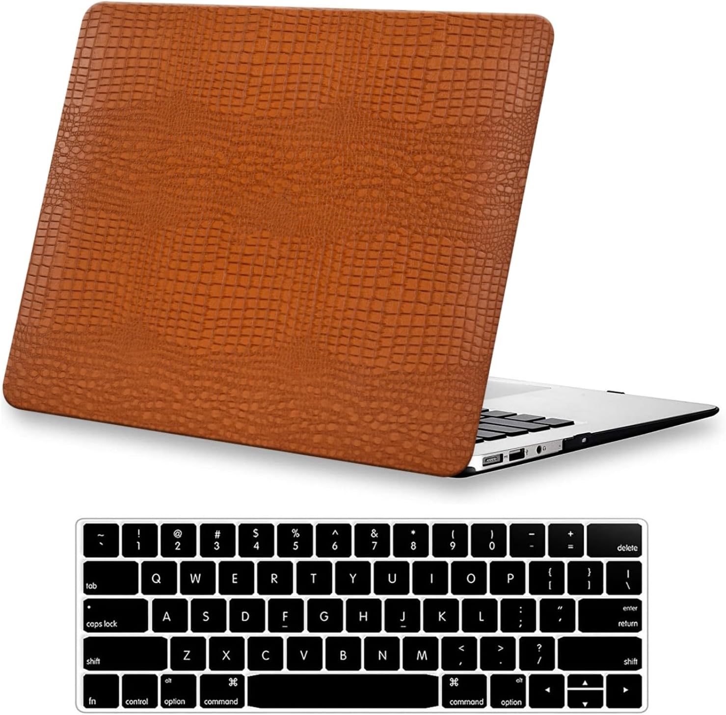 DTangLsm for Crocodile MacBook Pro 13 inch Case 2026 2025-2016 M2 M1 A2338 A2289 A2251 A2159 A1989 A1706 A1708, Alligator Skin Snakeskin PU Leather Hard Shell Cover for Mac Pro 13+Keyboard Skin, Brown