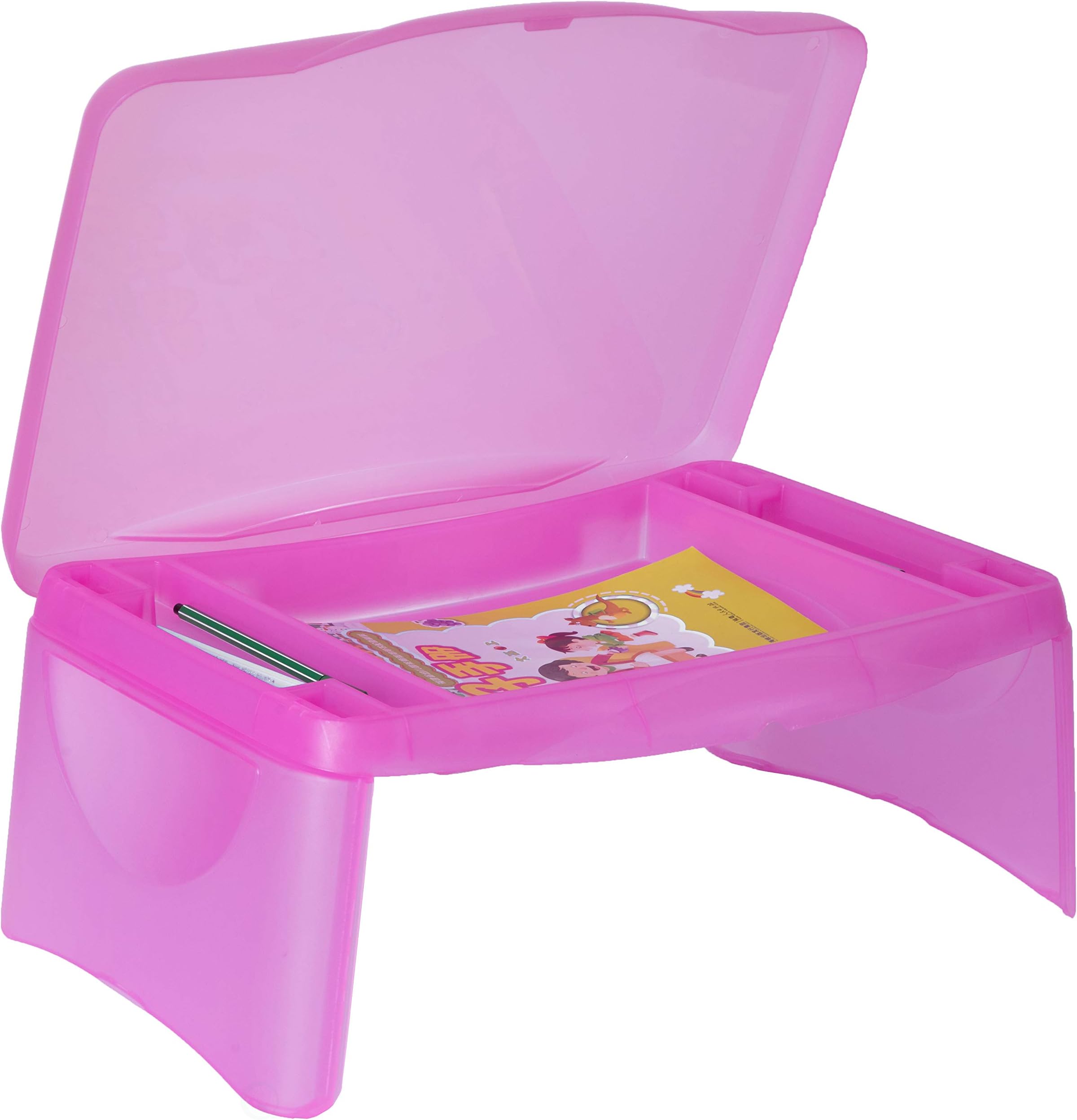 Kids Portable Translucent Plastic Lap Tray, Pink