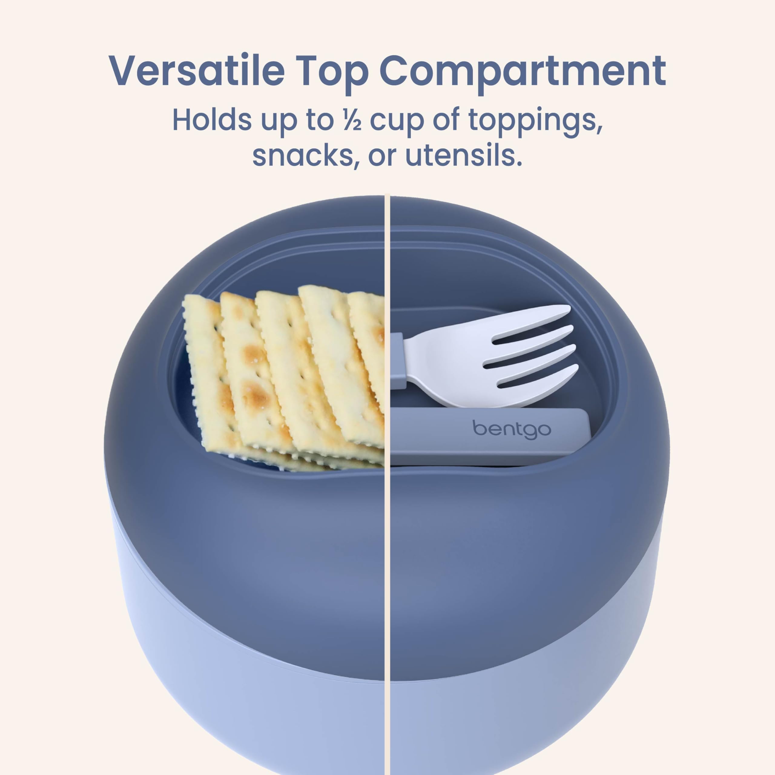 Bentgo Schüssel – Isolierte, auslaufsichere Schüssel mit Snackfach, faltbaren Utensilien und verbessertem, griffigem Design für unterwegs – hält Suppe, Müsli und mehr – BPA-frei, 600 ml (Schiefer) | Vakuumisolierter Edelstahl, auslaufsicher, breite Öffnun