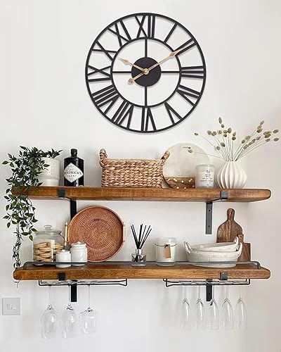 Relojes de pared para decoración de sala de estar, reloj de pared de esqueleto de metal negro, funciona con pilas, relojes de pared decorativos
