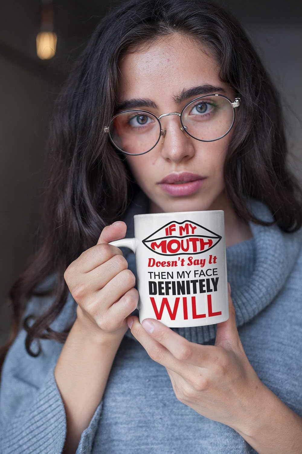If My Mouth Doesn't Say It Then My Face Definitely Will Sarcastic Humor Quotes Coffee & Tea Mug, Office Decor, Work Supplies, Desk Accessories & Sarcasm Gag Giftables For Men & Women Coworkers (15oz)