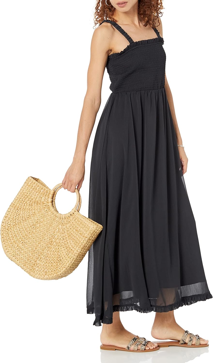 The Drop Women's Jaya Smocked-Bodice Chiffon Maxi Dress Dress