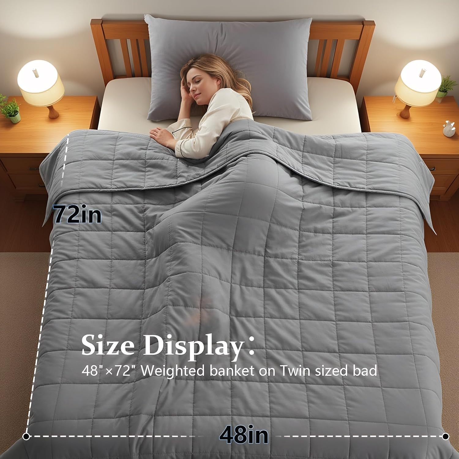 Weighted Blanket for Adults (20 lbs, 60” x 80”) Queen Size Heavy Blanket, Breathable Cotton with Natural Glass Beads, Machine Washable