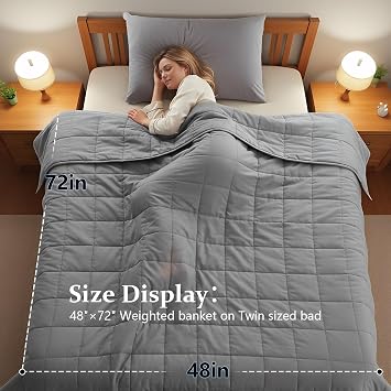Weighted Blanket for Adults (15 lbs, 60 x 80) Queen Size Heavy Blanket, Breathable Cotton with Natural Glass Beads, Machine Washable