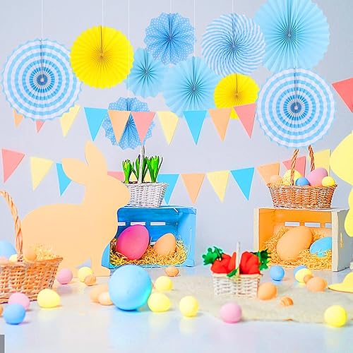 Miniatura 2 de LRCXL Juego de 12 abanicos de papel para colgar en fiestas, guirnaldas de papel con patrón redondo, suministros de fiesta para Año Nuevo, baby