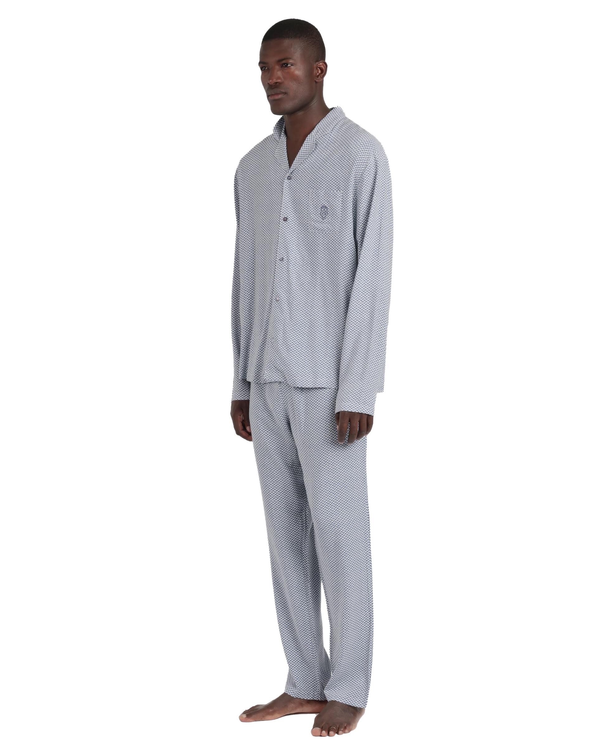 ADMAS Classic Pijama Hombre Verano Punto – Pijama Abierto Manga Larga Hombre – pantalón Largo con Cinturilla Ajustable, 100% Viscosa, Tejido Suave al Tacto, Azul Talla XXL