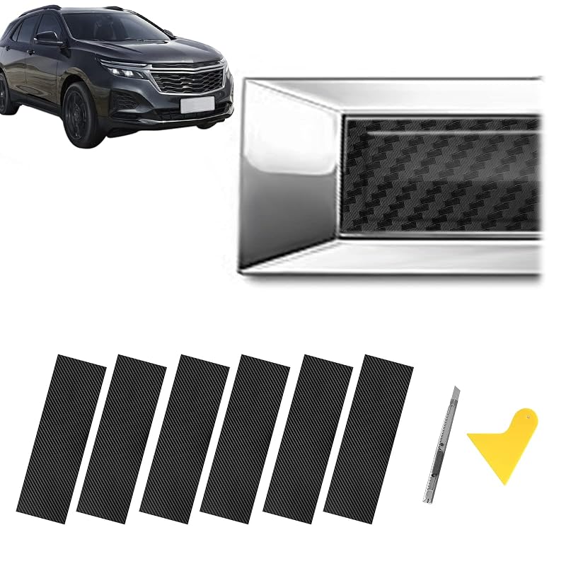 Película Adesiva de Vinil com Textura 3D de Fibra de Carbono para Emblema Chevrolet Bowtie, Preta, 11,8 x 3,9 x 0,5 pol. (30,0 x 9,9 x 1,3 cm), 6 peças