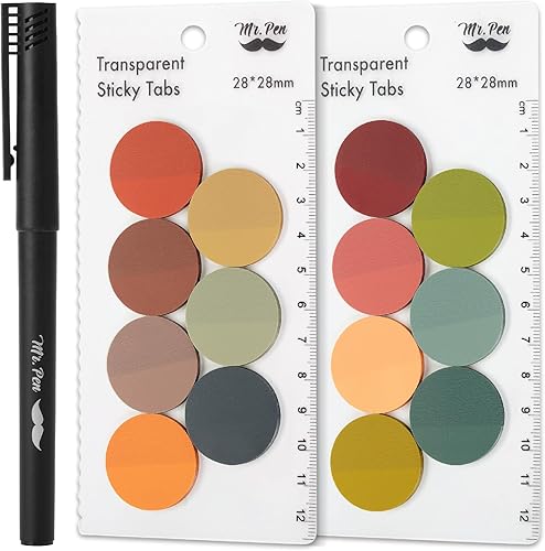 Miniatura 9 de Mr. Pen - Notas adhesivas transparentes, 560 unidades, colores surtidos, notas adhesivas redondas translúcidas, pestañas adhesivas adhesivas, notas