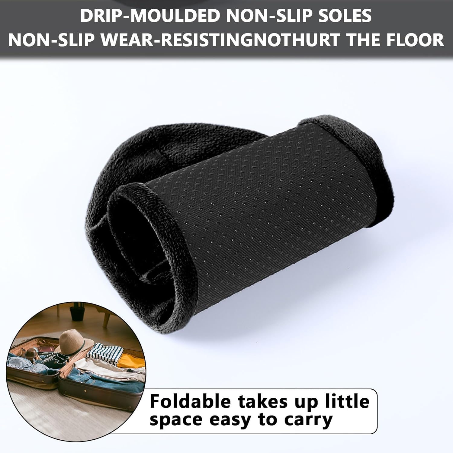 WUFANC Copriscarpe Lavabili - Copri Scarpe da Casa sono Antiscivolo Resistenti All'usura, Lavabili in Lavatrice - Copriscarpe Casa Ospiti Adatti per Diverse Aree Come Pavimenti (Nere-10Paia, L)
