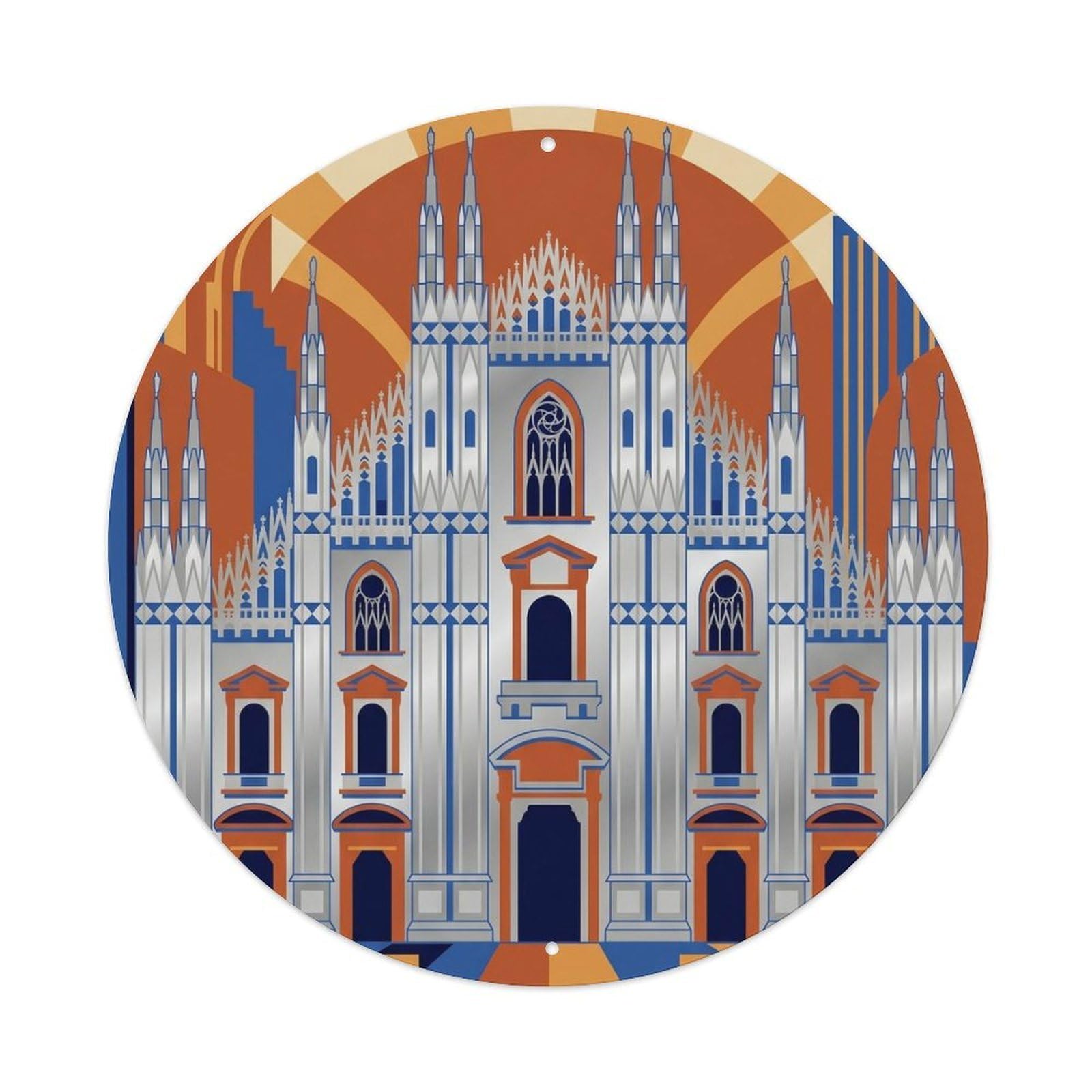 Vintage Travel Milan Italy Art Deco Metal Tin Sign