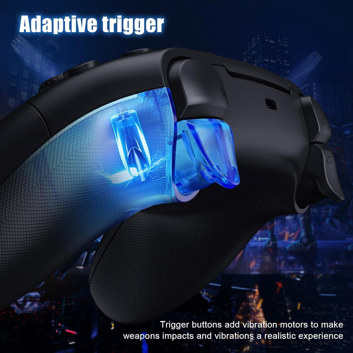 Nonbliep for PS5 Controller, Dynamic Response Triggers Wireless Controller for PS5/Slim/Pro/PC, Quad-Motor Haptic Vibration, 2000mAh, Mic, Speaker, 6-Axis Gyro Sensor – Black