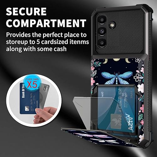 Miniatura 6 de Funda tipo cartera para Samsung Galaxy A54 5G con ranura para tarjetero, funda con tapa híbrida de doble capa, resistente, a prueba de golpes, funda