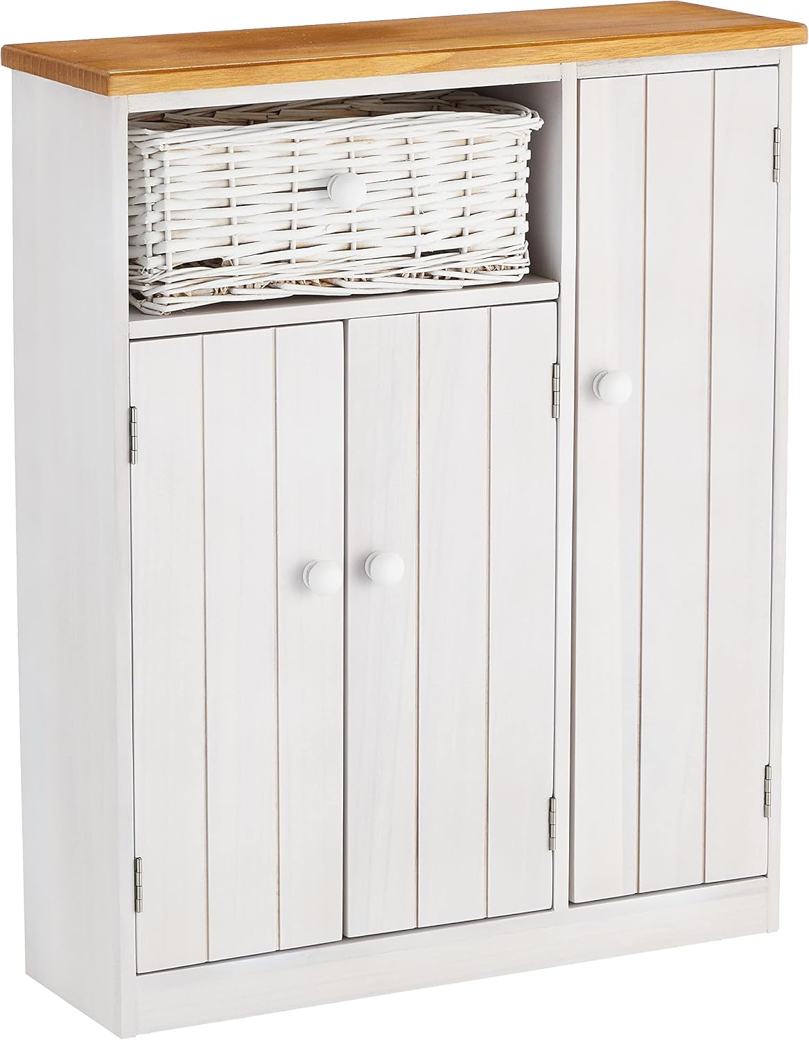 Hagiwara MTR-6459 Toilet Rack, Toilet Storage Shelf, Finished Product, Basket Included, Middle, Open Door, White, Wide