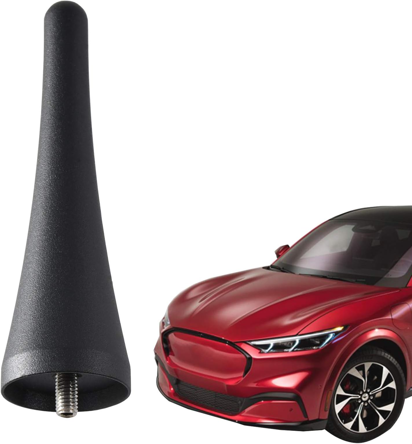 Antenna Mast Replacement 3.8 Inch for 2010-2014 Ford Mustang, 2013-2023 Ford Transit, 2013-2019 Lincoln MKZ AM/FM Radio Stubby Aerial Short Antenna Mast Black Aluminum Car Wash Proof