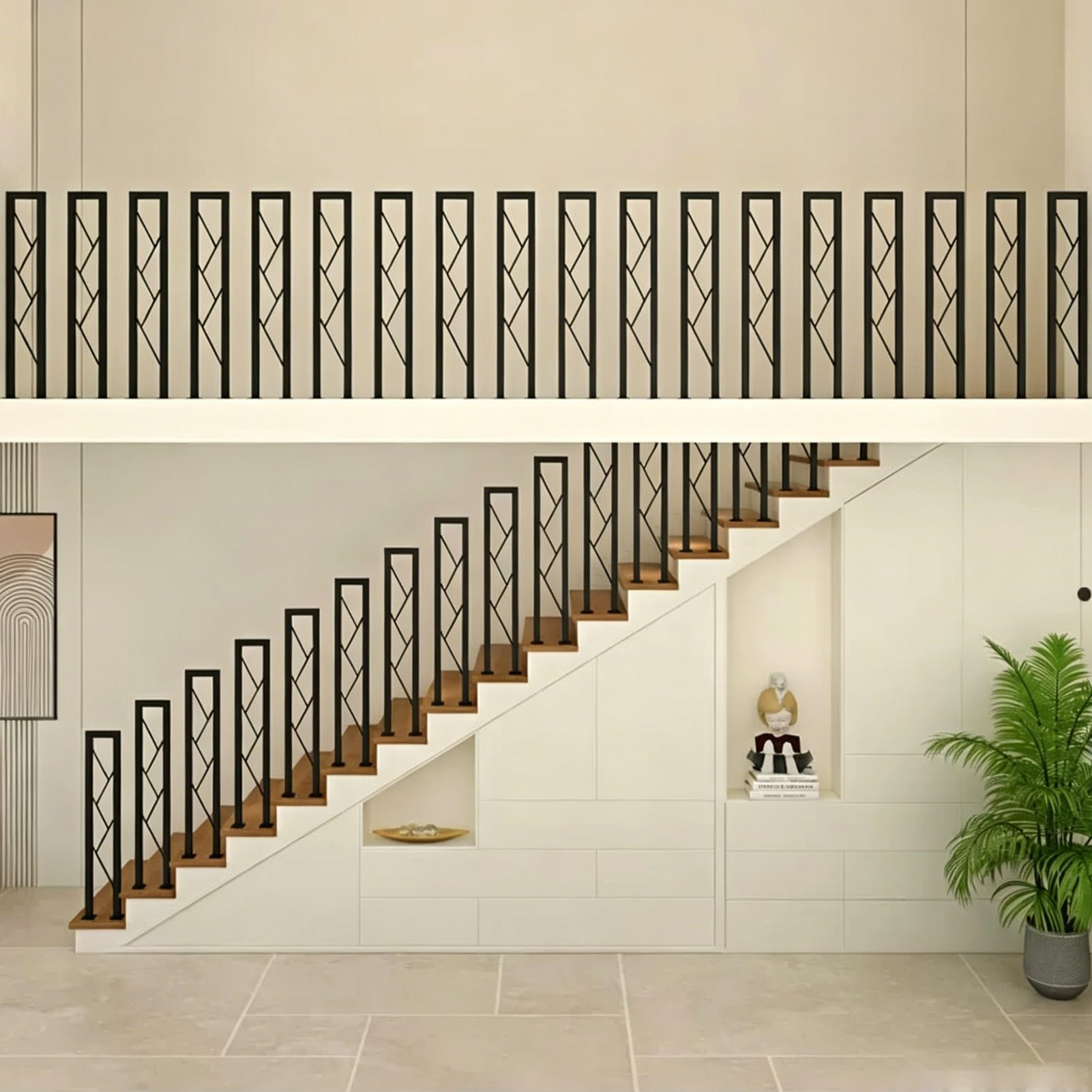 Gaommini B Indoor Hand Rail Fit 1 Steps, U-Shaped Garden Stair Railing For Outside Stairs, Galvanized Iron Porch Deck Handrail For Concrete Wooden Stairs(,65Cm/26In)