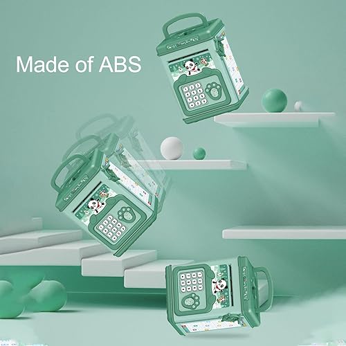 Miniatura 3 de Banco electrónico, contraseña segura de dibujos animados para niños, banco de ahorro de dinero para niños (verde)