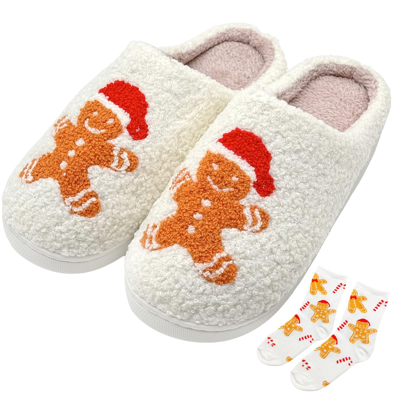 Christmas Reindeer Slippers House Shoes for Women Fluffy Soft Cozy Bedroom Cartoon Plush Cute Slippers for Indoor Outdoor Use