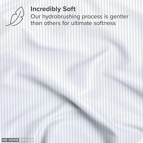 Miniatura 7 de Sábanas de bolsillo extra profundo (4 piezas) sábanas de algodón, 100% algodón egipcio de 400 hilos, bolsillo profundo de 22 pulgadas de profundidad