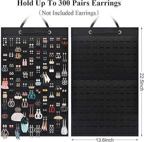Miniatura 2 de Nesyd Organizador de aretes soporte colgante para pendientes con capacidad para hasta 300 pares organizador de aretes de tuerca de gran capacidad