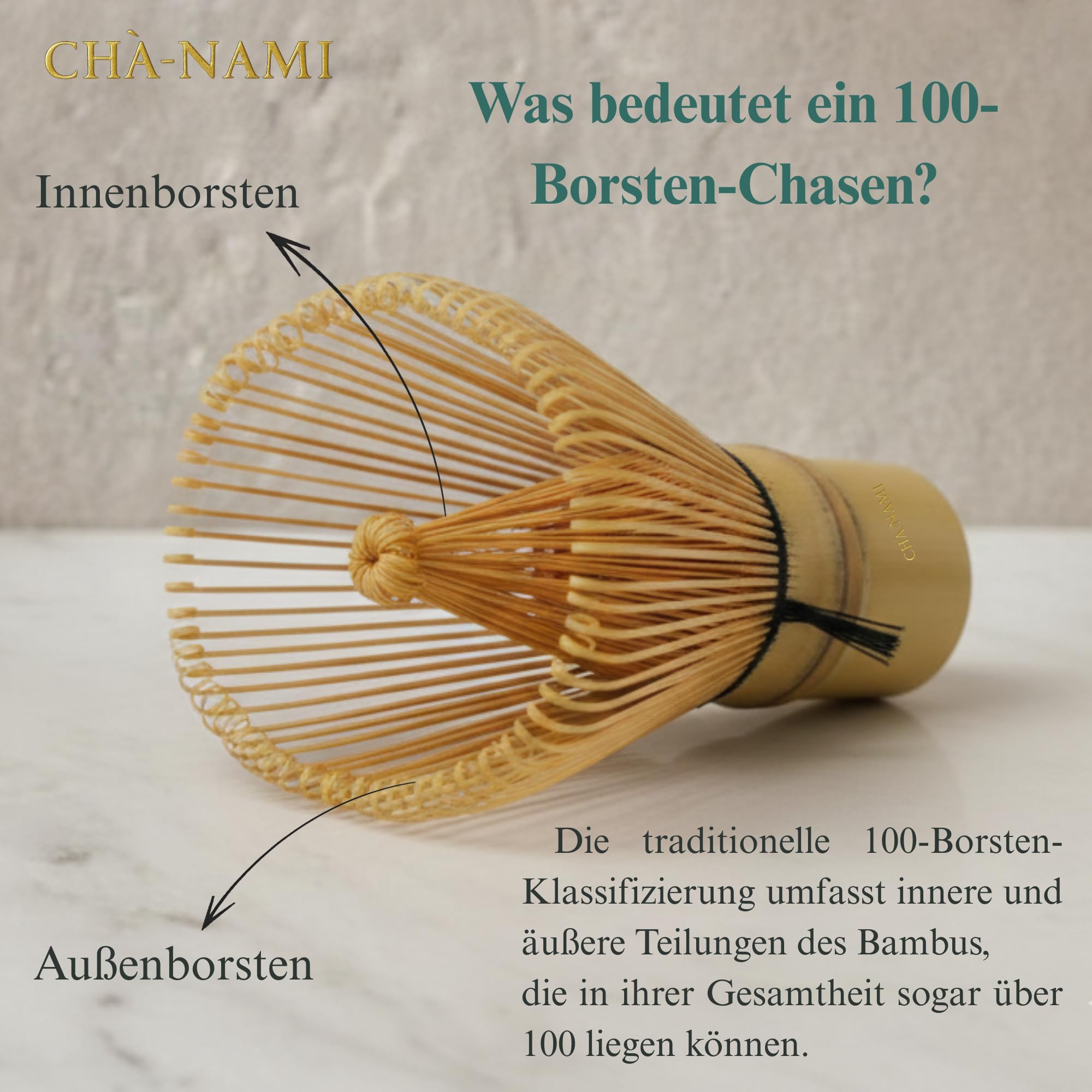 Matcha Set Classic 5-teilig, japanisches Matcha Zubehör Set mit Keramikschale, 100-Borsten-Chasen, Bambuslöffel, Edelstahlsieb und Keramikhalter