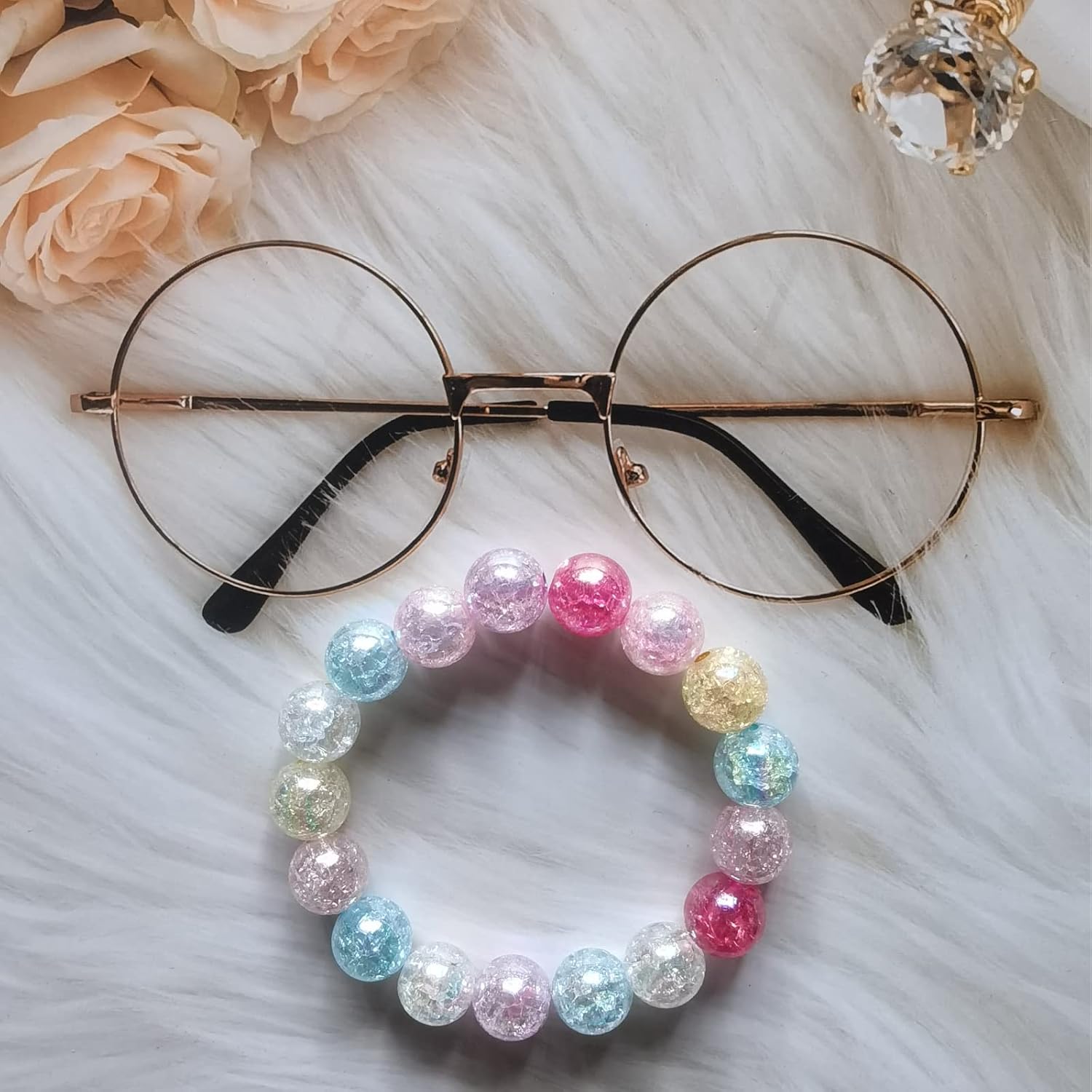 200PCS Colored Acrylic Crystal Beads Round Crackle Glass Beads Charms for Jewelry Making Bracelets Earring Necklace Adults Beading DIY Art Craft Projects Christmas Ornament Birthday Gifts (14mm) - Image 2