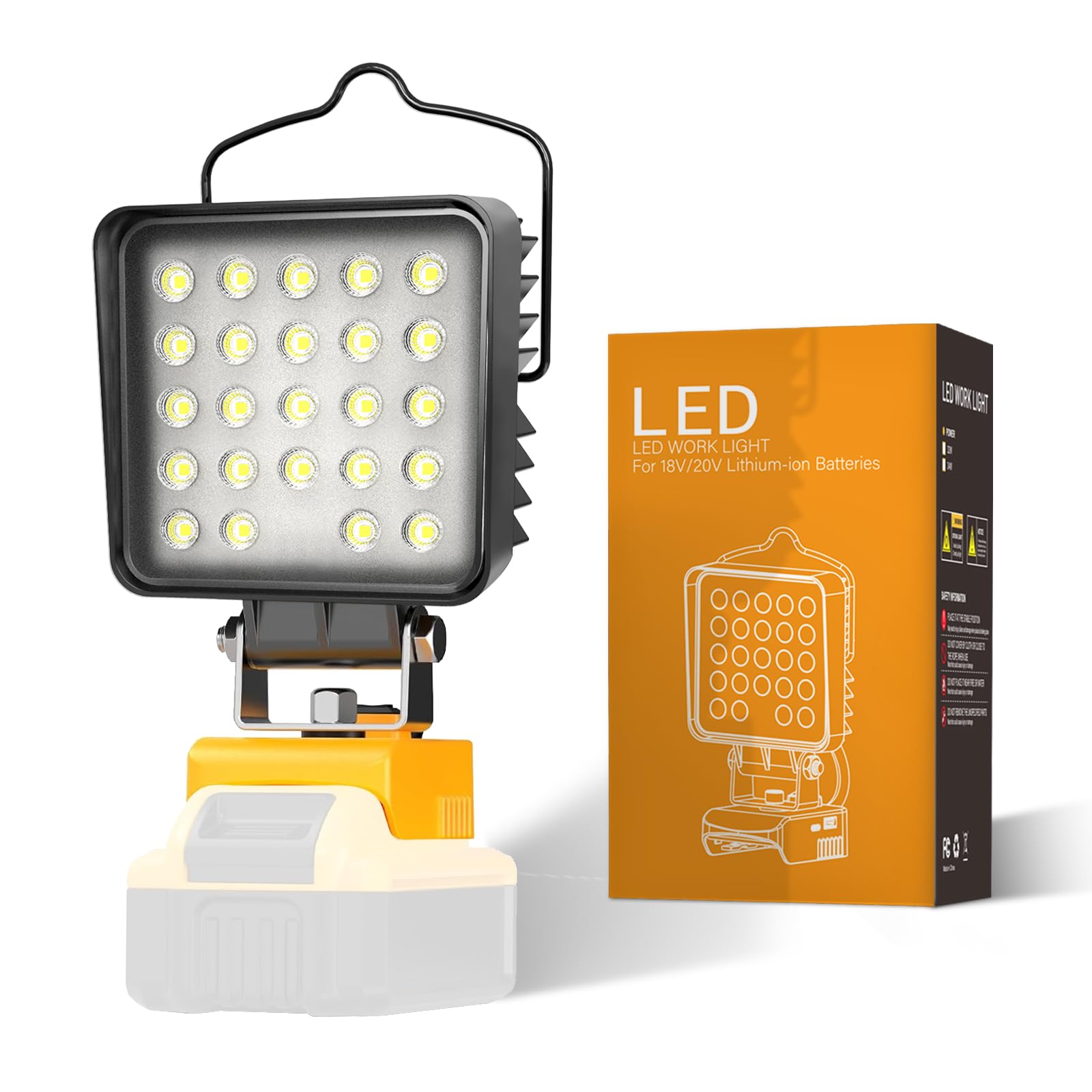 LANKALED Work Light for Dewalt 20v Max Battery - Upgraded 48W 7200LM Cordless Work Light w/USB & Type C Charging Port 180° Adjustable Angle Portable Flood Light Flashlight, Fathers Day Presents