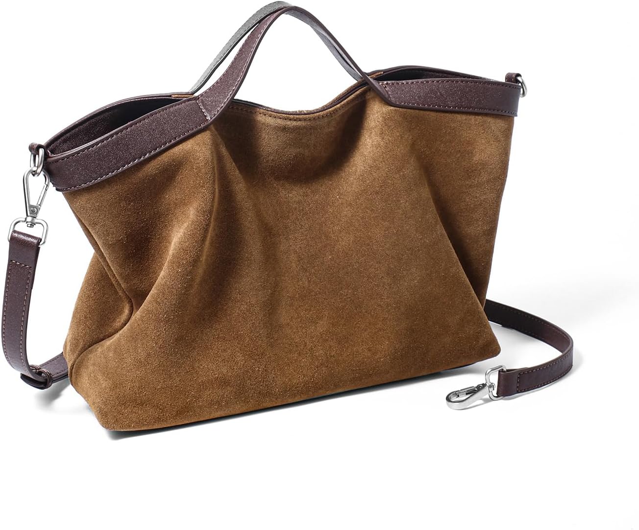 Dreubea Womens Suede Leather Shoulder Handbag Top-handle Crossbody Purse - Image 4