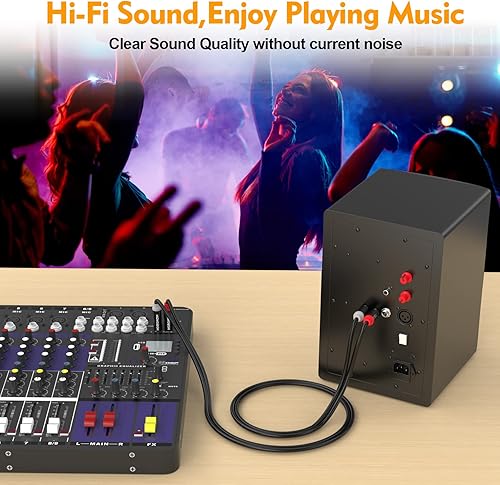 Miniatura 5 de HOSONGIN Cable de audio estéreo RCA corto, 2 unidades, 2 RCA macho a 2 RCA macho, cubierta de PVC de alta elasticidad, cable de doble blindaje de