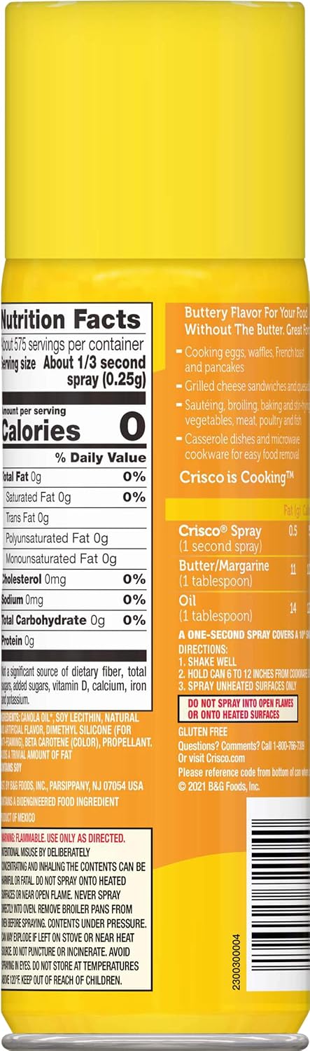Crisco No-Stick Cooking Spray, Butter, 6 Ounce (Pack of 2) image 2