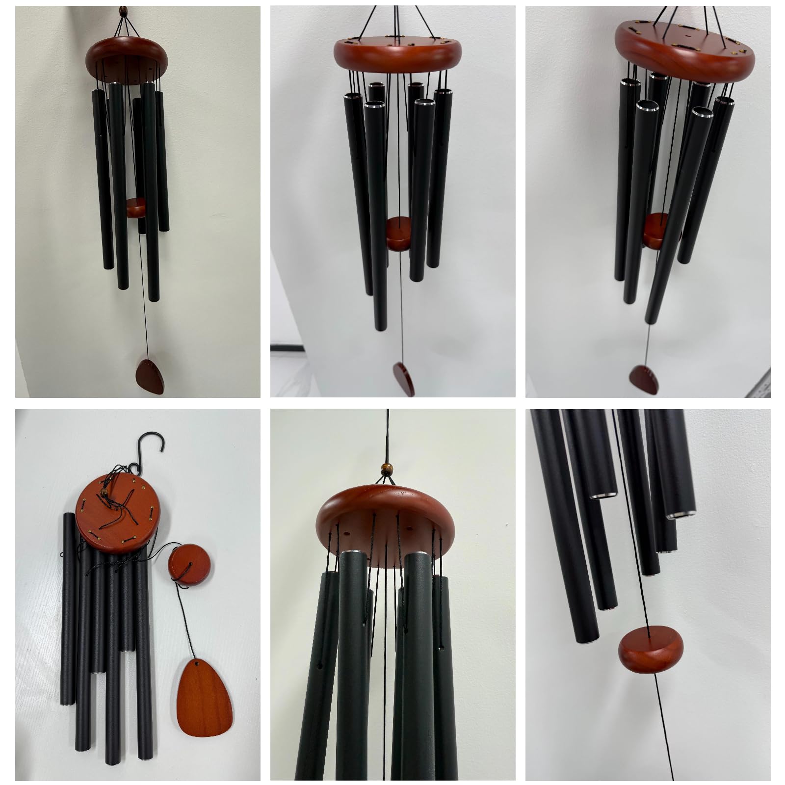 Vento campanelli per fuori legno simpatia vento commemorativo la perdita di un amato madre padre regalo arredamento della casa giardino all'aperto patio (nero, 26Inch)