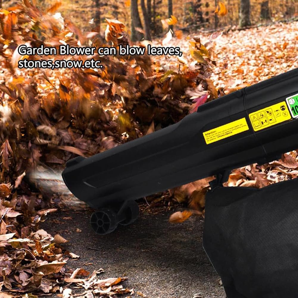 Soplador/aspiradora/trituradora de hojas inalámbricos de 20 V, soplador de hojas eléctrico duradero multifunción para jardín, recolector de hojas, con bolsa recolectora de 40 l y cable de alimentación