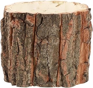 DOITOOL Tree Stump Planter 3.5 x 3.1 Inch Wood Flower Pot Succulents Pot Rustic Bark Round Vase Wooden Vases for Home Party Garden Outdoor Indoor Decoration
