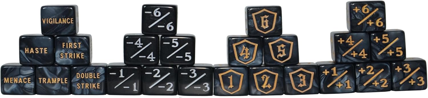 24pcs MTG Counter Dice Plus 1 Tokens Life Token Dice Set +1/-1 Counters D6 Dice Bulk with Pouch for Magic The Gathering. Card Game Accessories, TCG, CCG