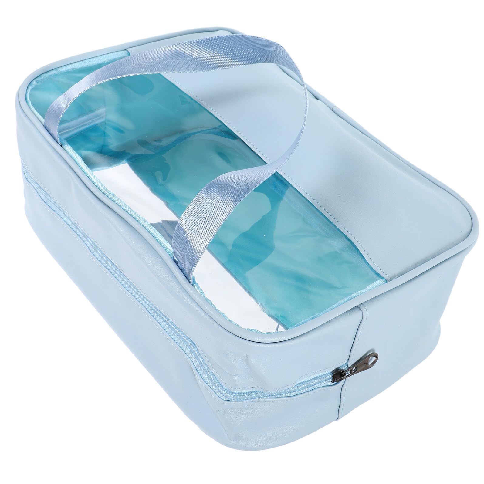 4 Piezas Bolso de Cosméticos Bolsas de Maquillaje para Mujeres neceseres Transparentes para Bolsas de Aseo de Bricolaje Escolar Cuero PU Azul