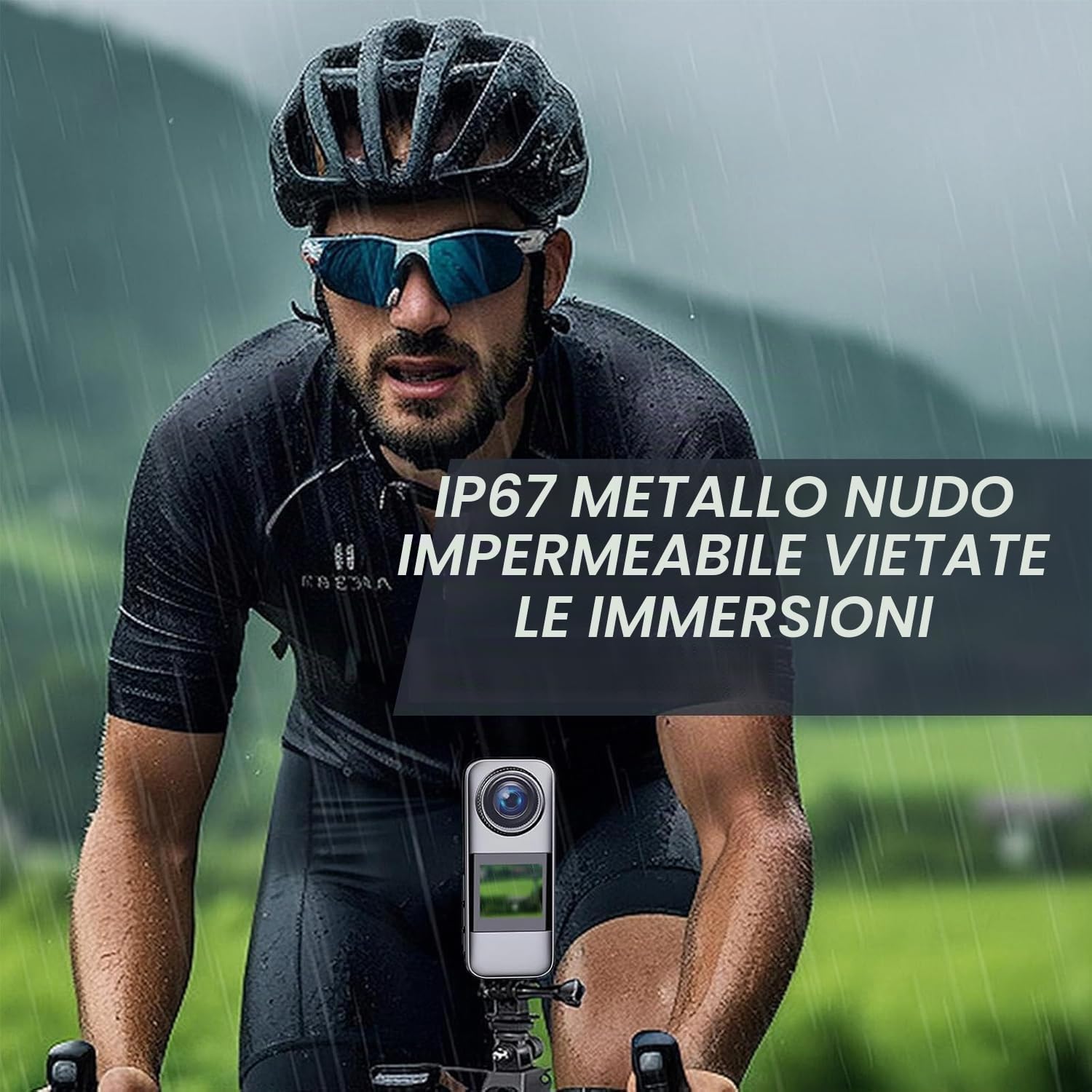 Xilecam Action Cam Doppio Schermo Fotocamera Impermeabile Moto Con Scheda e Vari Accessori（grigio canna di fucile）