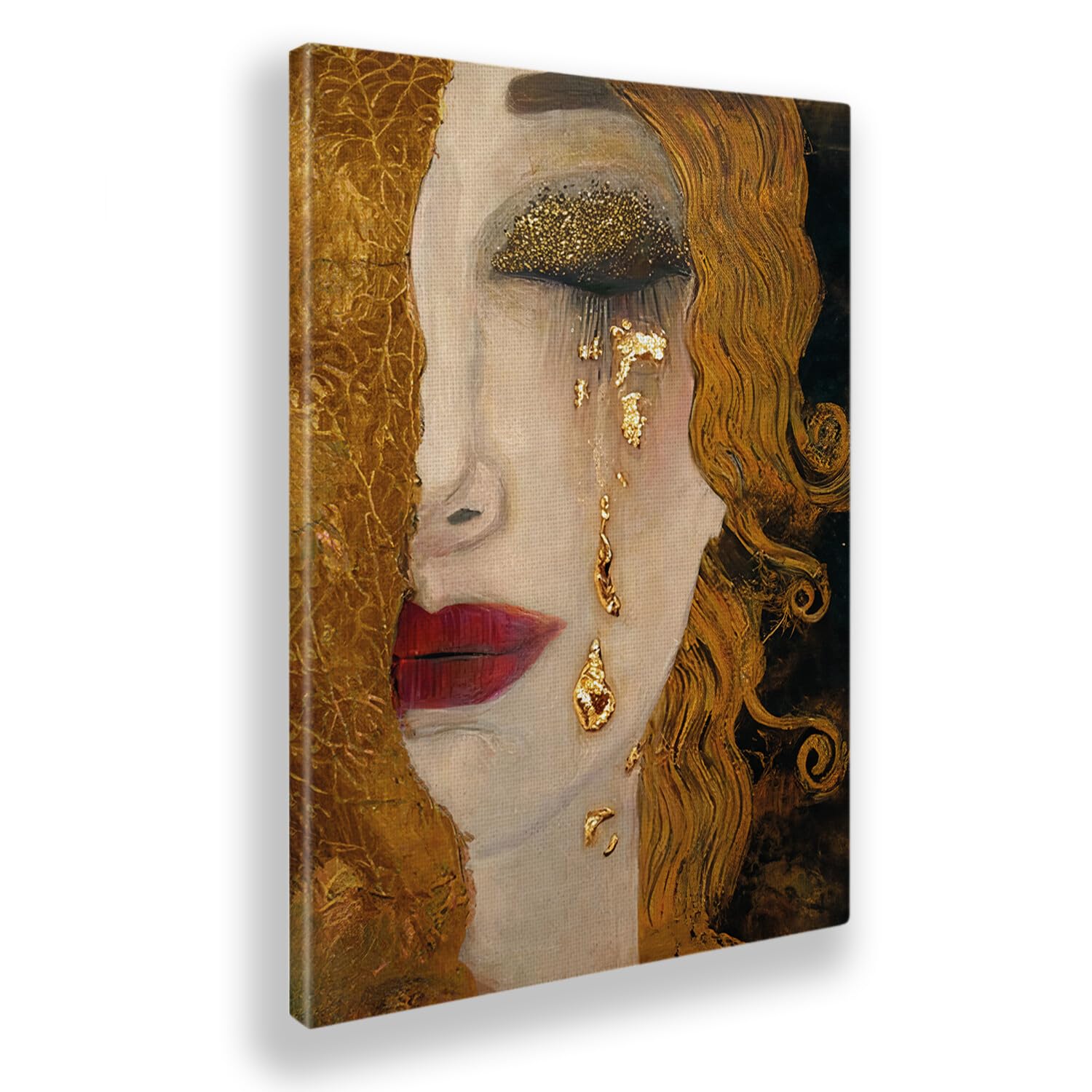 Giallobus - Quadro - Gustav Klimt - Lacrime dorate - Tela Canvas Telaio Standard - 50L x 70l cm - Pronto da appendere - Quadri moderni per la casa