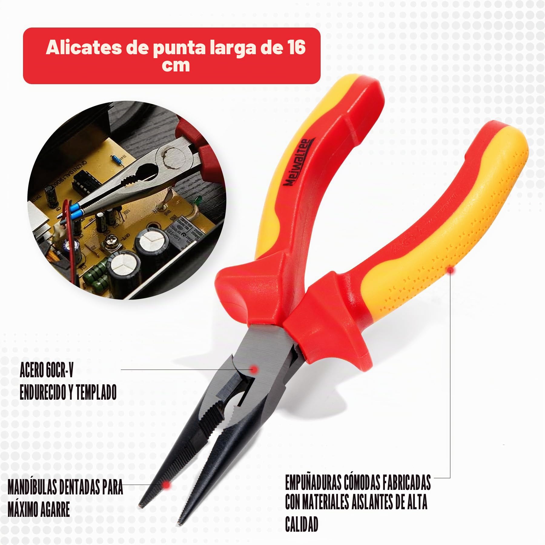 8 Piezas VDE Juego de Destornilladores Aislados, Conjunto Profesional de Herramientas Eléctricas de 1000V con Puntas Magnéticas Phillips y Ranuradas, Alicates Aislados y Alicates Diagonales