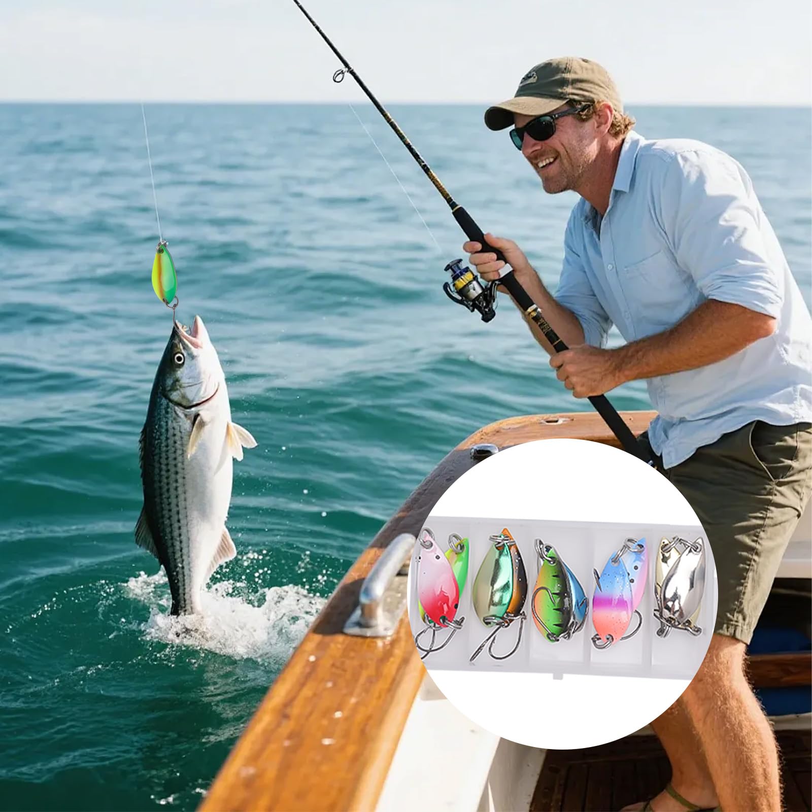 10 Pezzi Esche Artificiali Spinning Trota, 2,5 g/3,5 g/5 g Spinning Pesca con Ami, Esche da Pesca con Contenitore, Trabucco per Luccio, Lucioperca, Pesce Persico e Trota