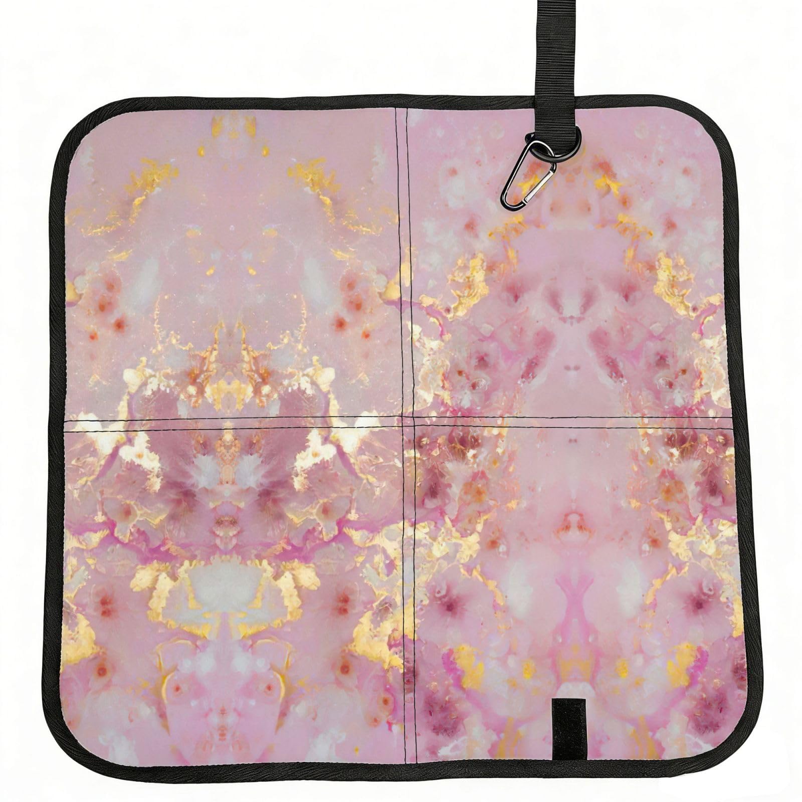 SDEGTHO Pink Marble Texture Printed Foldable Seat Pad with Closure, Lightweight Cushion for Airplane Travel Camping
