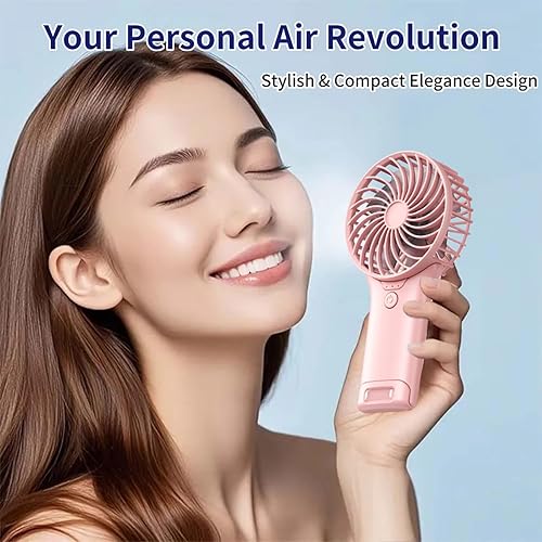 Miniatura 7 de Mini ventilador portátil con espejo, recargable por USB, refrigeración de bolsillo de 4 velocidades, hasta 15 horas, ventilador de mano compacto
