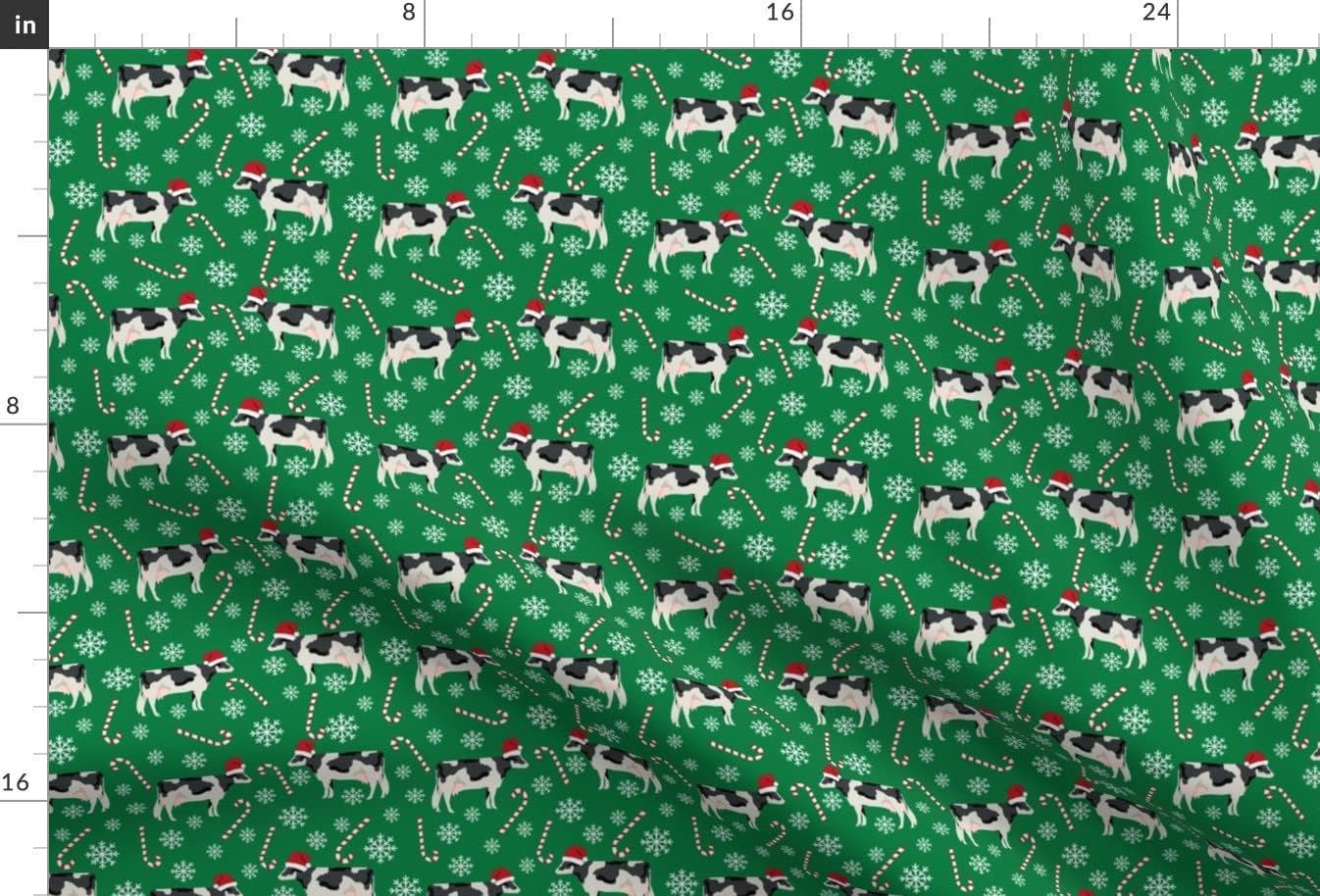 Spoonflower Fabric - Cattle Christmas Green Cow Cows Farm Pet Portrait Printed on Minky Fabric by The Yard - Sewing Baby Blankets Quilt Backing Plush