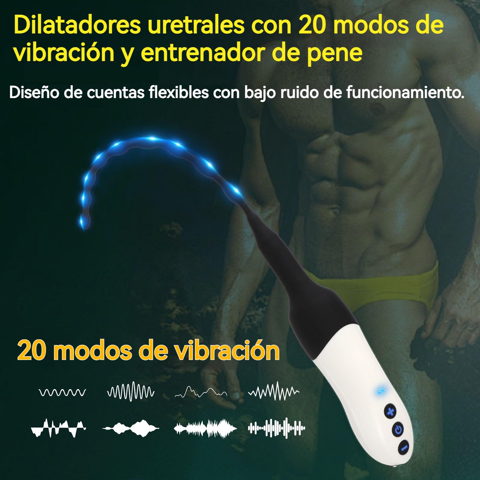 Dilatadores Uretrales Vibratorios para Hombres, Plug de Pene con Estimulación del Glande, 20 Modos de Pene, Dilatador para Principiantes, Juguete Eróticos Masturbación para Hombres y Parejas (Blanco)