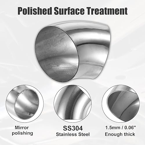 Miniatura 4 de X AUTOHAUX 4 piezas OD 3 pulgadas 45 grados SS304 tubo de acero inoxidable curva tubo de escape codo tubo para coche sistema de escape modificado 3