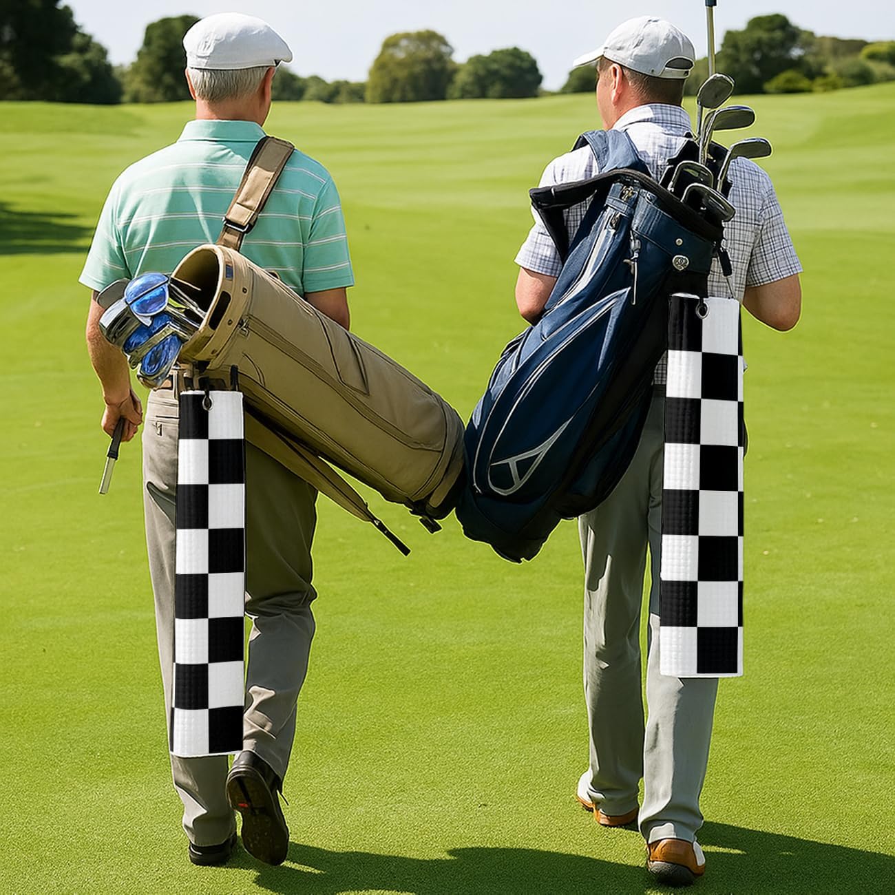 Black White Checkered Golf Hand Towels, 2-Pack Black and White Checkered Pattern, Absorbent Golf Retirement Gifts Accessories for Bathroom Kitchen Gym Hotel Spa Sport - Image 2