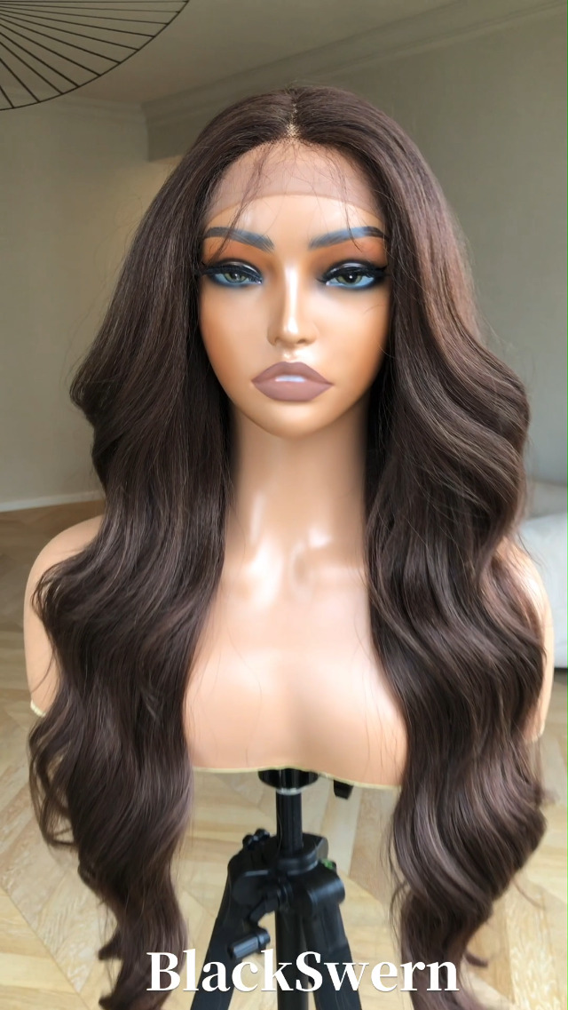 Amazon.com : BlackSwern Brown Wig Chocolate Brown Body Wave  display picture 2