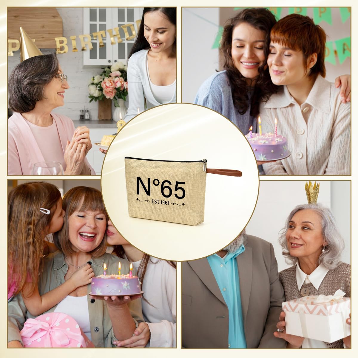 Vintage 1961 Theme 65th Birthday makeup Bag for Women, Vintage N°65 makeup Bag - Gifts for Mom, sister, friend, Mother’s Day, Thanksgiving & Christmas image 4