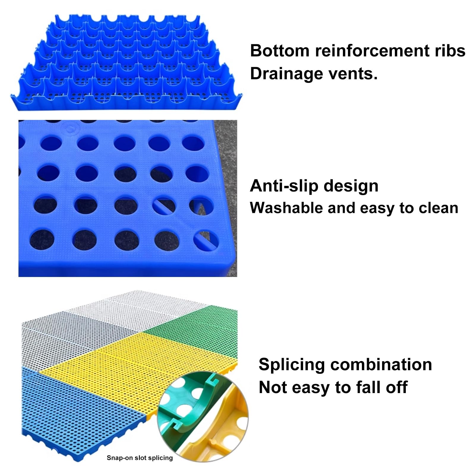 Palettes en plastique jaune très résistantes - Grille de rangement étanche - Empilable - Design ventilé - Supporte jusqu'à 907,2 kg - Idéal pour le stockage résistant à l'humidité