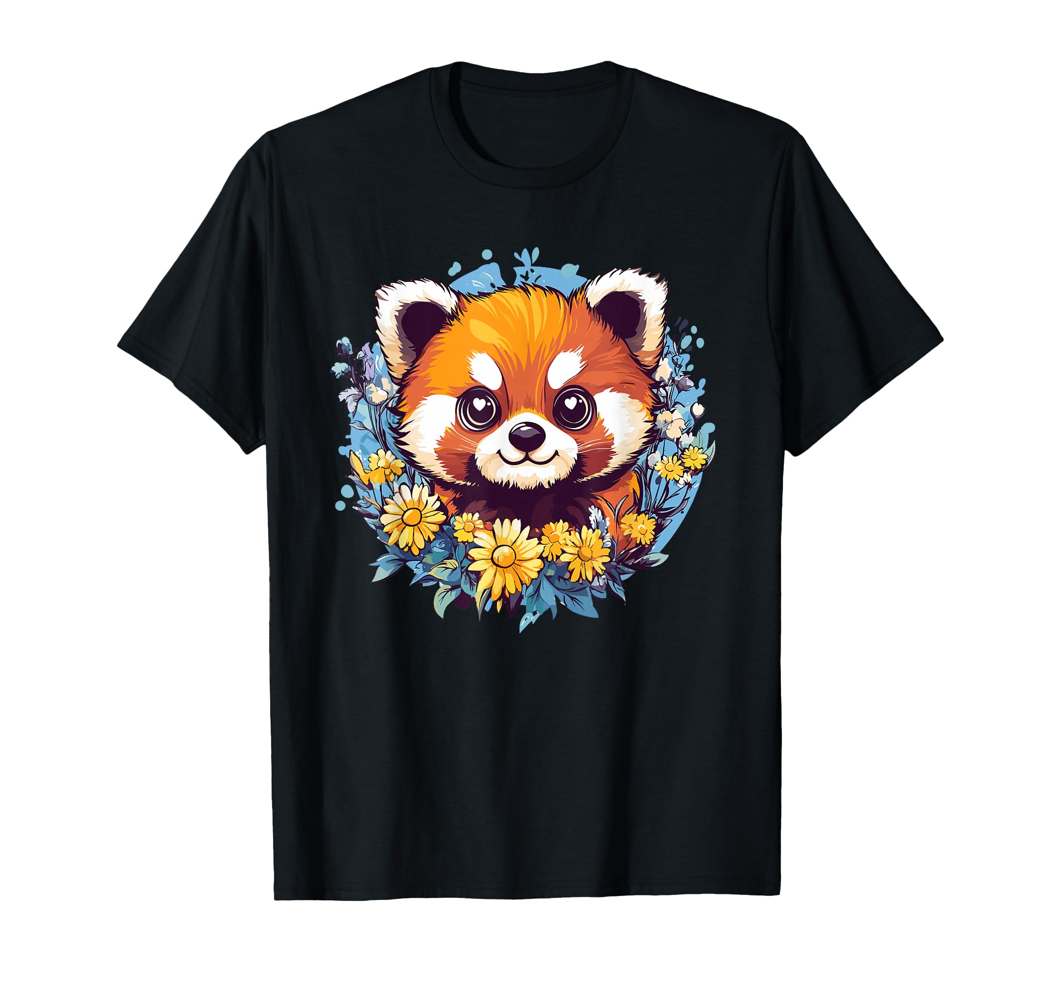 Cute Red Panda Surrounded By Flowers T-Shirt