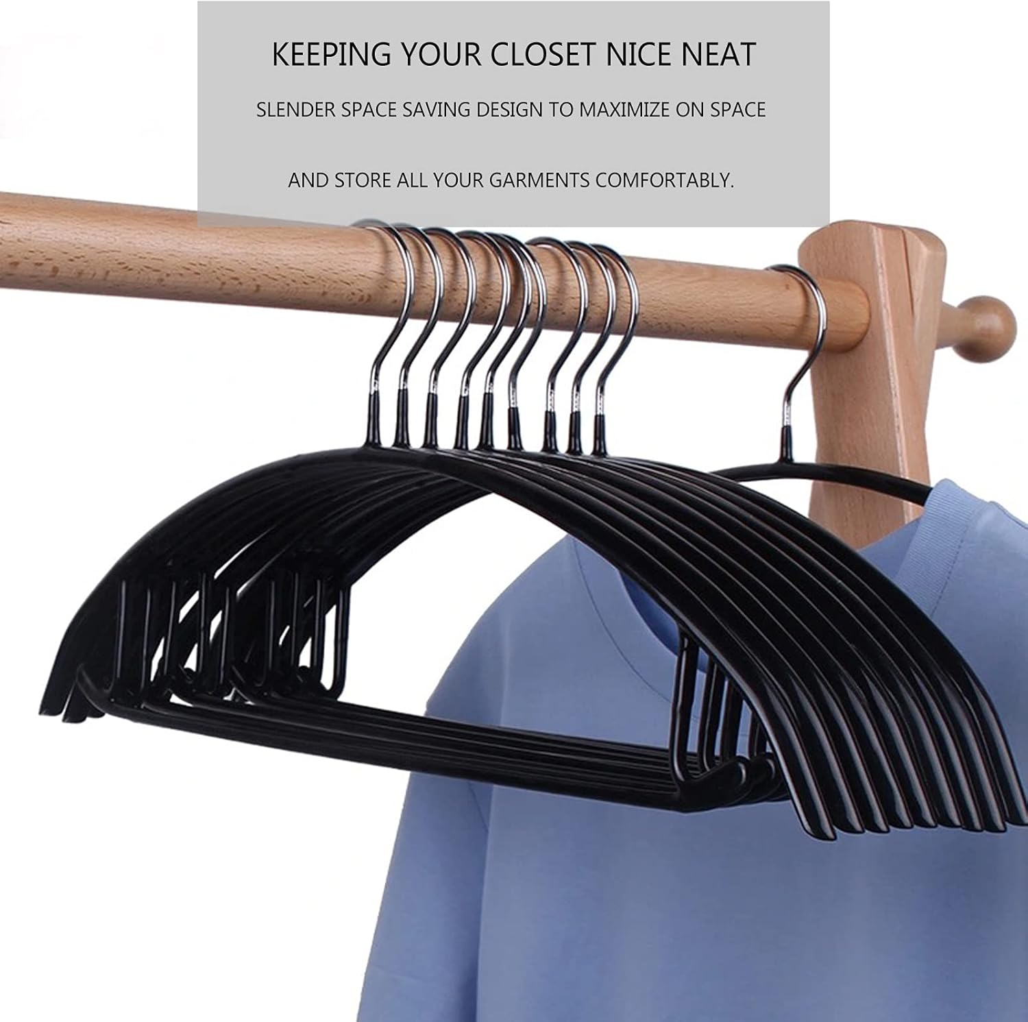 Contour Metal No Bumps Hanger - Suit, Coat & Sweater Hanger (Pack of 30, Black)