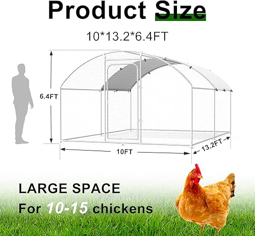 Miniatura 7 de Jaula grande de metal para gallinero con cubierta impermeable y resistente a los rayos UV, gallinero al aire libre para uso en granja en el patio